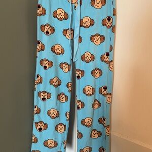Aeropostale Blue Pajama Bottoms with Monkey Print